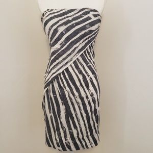 Rare L.A.M.B Sexy Strapless Dress Black & White 4
